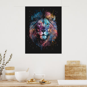 Poster Lion Nebular - Graffiti Neon Ink Splash