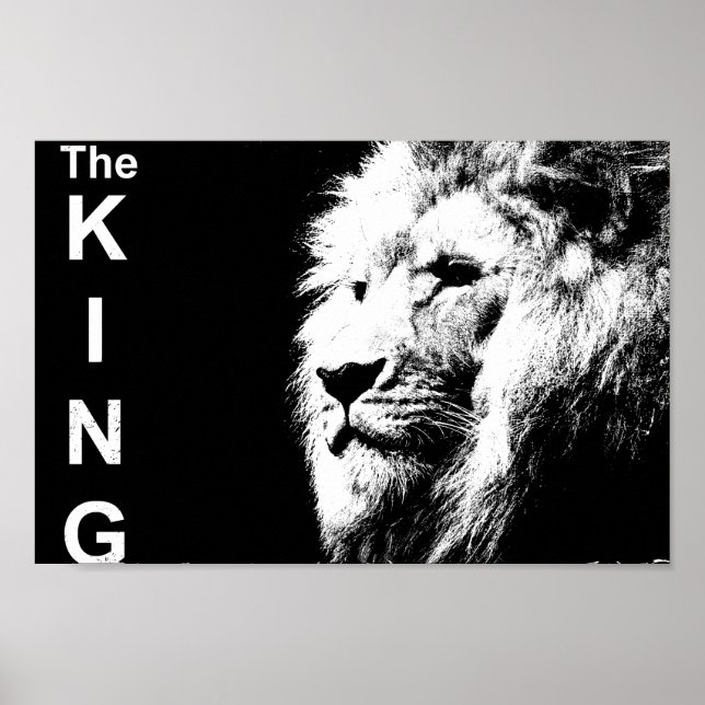 Poster Lion noir blanc Modèle Nature Animal Le Roi (Devant)