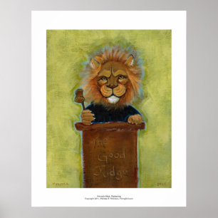 Poster Lion peignant les avocats juridiques de loi de