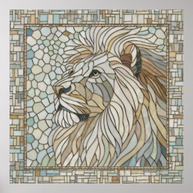 Poster Lion Portrait Mosaic Art (Devant)