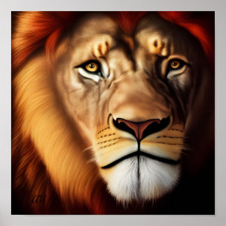 Poster Lion réaliste Majestic
