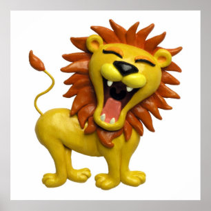 Poster Lion Roaring Safari Baby shower Nursery