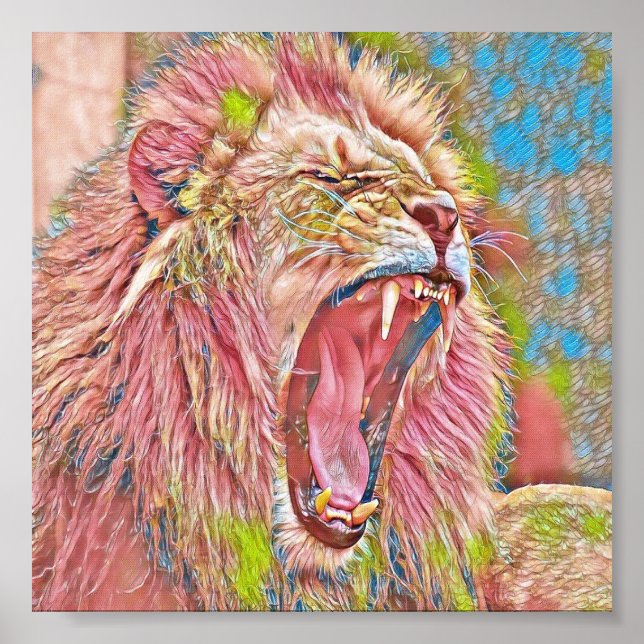 Poster Lion rocailleux artistique (Devant)
