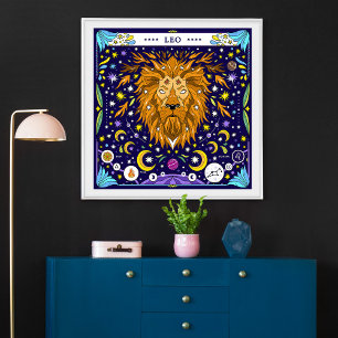 Poster Lion : « Rugissement royal » Zodiaque