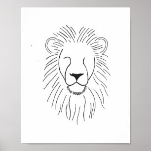 Poster Lion tracé