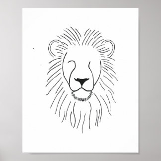 Poster Lion tracé