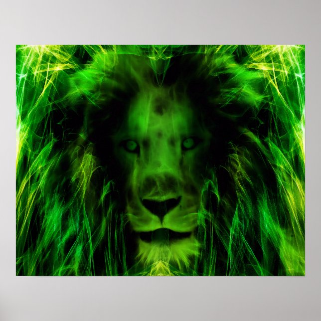 Poster Lion vert (Devant)