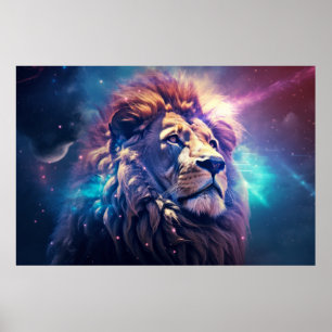 Poster Lion Wild Animal Majestic Wilderness Surréaliste