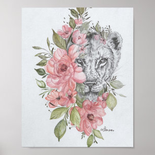 Poster Lioness Premium Canvas Gloss (8x10)