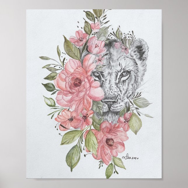 Poster Lioness Premium Canvas Gloss (8x10) (Devant)