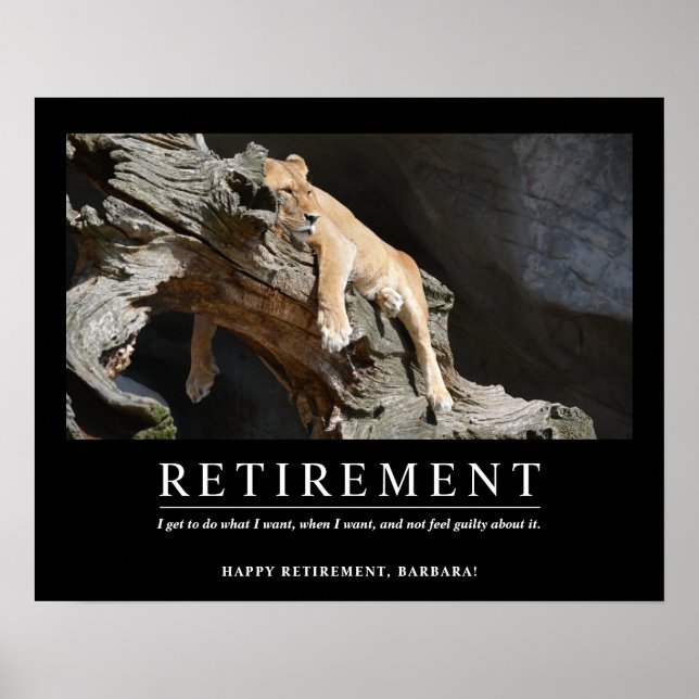 Poster Lioness Relaxante Personnalisée Retraite personnal (Devant)