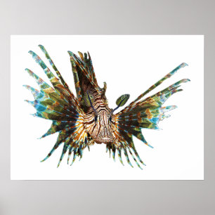 Poster Lionfish - Conception abstraite - Découpe d'une ph