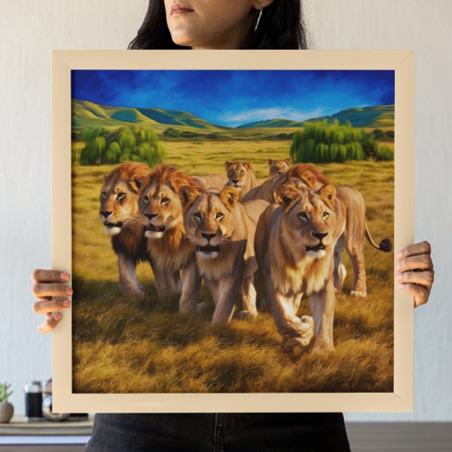 Poster Lions majestueux parcourant la savane (Créateur téléchargé)