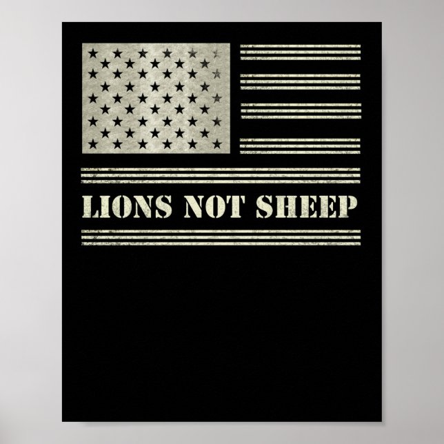 Poster Lions Not Sheep USA Flag Independence Day (Devant)