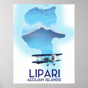 Poster Lipari Aeolian Islands map