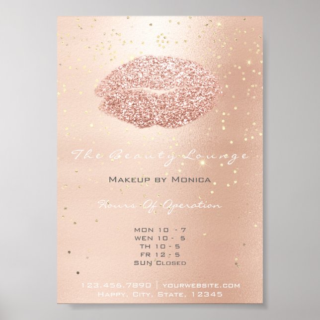 Poster LIps maquillage Artiste Parties scintillant Rose G (Devant)