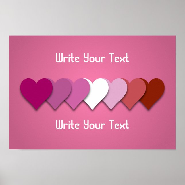 Poster Lipstick lesbian pride hearts with custom text (Devant)