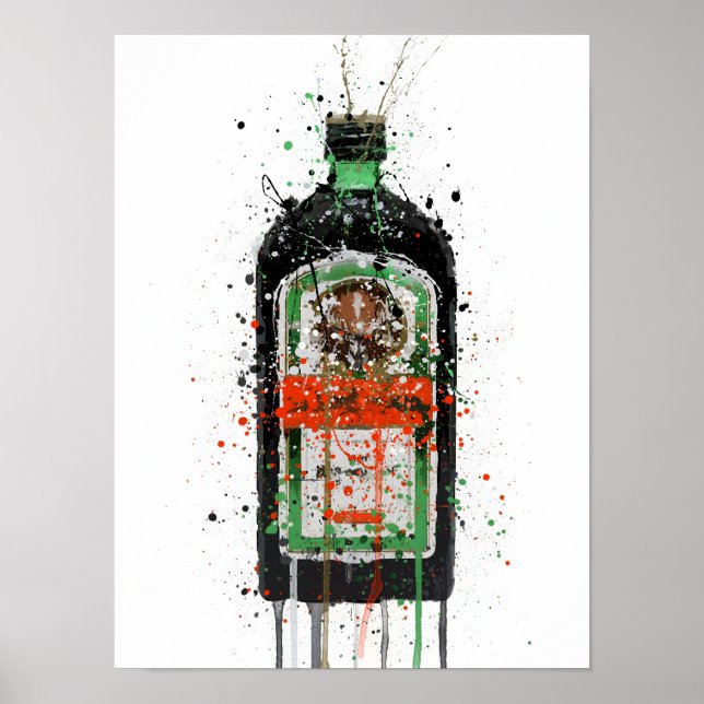 Poster Liqueur Bottle Wall Art Print 'Green Ink'  (Devant)