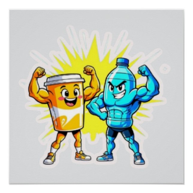 Poster Liquid Strength – Funny Juice & Water Muscle Desig (Devant)