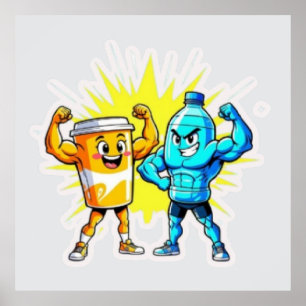 Poster Liquid Strength – Funny Juice & Water Muscle Desig