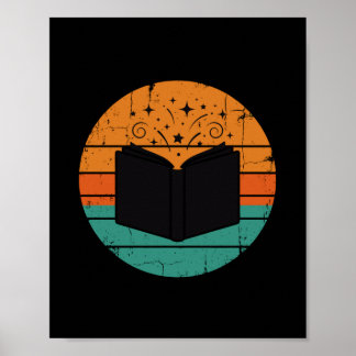 Poster Lire des livres pour enfants drôle vintage rétro h
