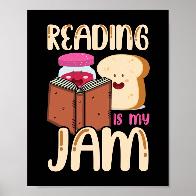 Poster Lire est ma confiture drôle J'aime lire des livres (Devant)