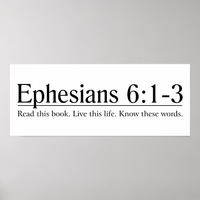 Poster Lire la Bible Éphésiens 6:1-3 (Devant)