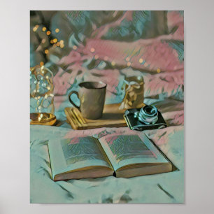 Poster Lire Livres, Boire Café