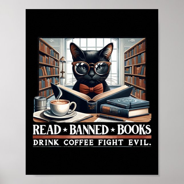 Poster Lire Livres Interdits Boire Café Combattre Le Mal  (Devant)