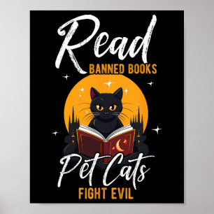 Poster Lire Livres Interdits Pet Cats Combattre Le Mal Lu
