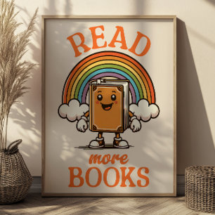 Poster Lire plus Livres Art rétro Imprimer pour les vers 