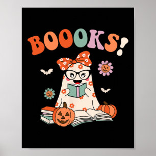 Poster Lire plus Livres Éffrayant enseignant Cute Hallowe