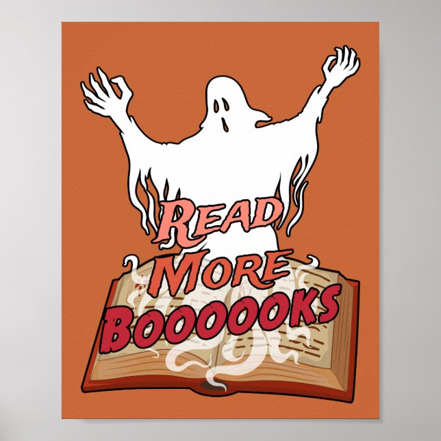 Poster Lire plus Livres Ghost Book Halloween (Devant)