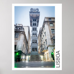 Poster Lisbonne au Portugal avec souvenir d'ascenseur rét