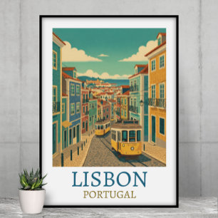 Poster Lisbonne Portugal Illustration de Voyage Vintage