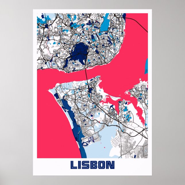Poster Lisbonne - Portugal MilkTea City Carte (Devant)