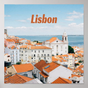 Poster Lisbonne Portugal Plages de l'Atlantique Toits rou