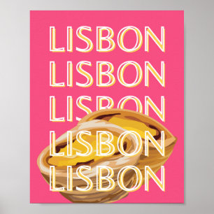 Poster Lisbonne Travel Art, Rose, Portugal Travel Art