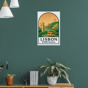 Poster Lisbonne vintage Portugal – Ville de voyage rétro