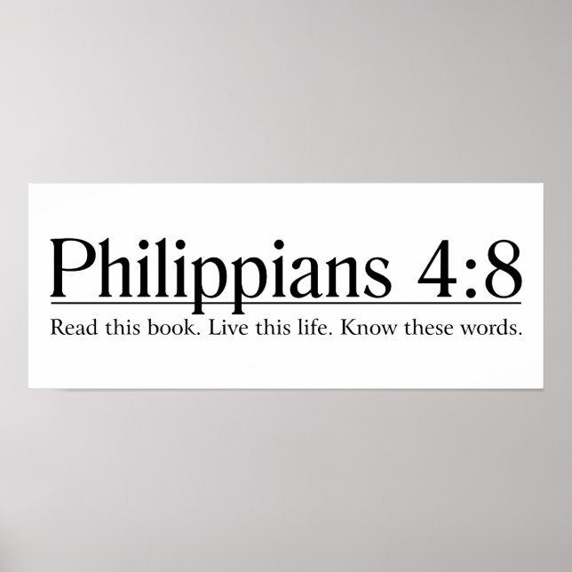 Poster Lisez la Bible Philippiens 4:8 (Devant)