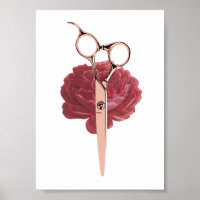 Liste de cheveux Burgundy Fleur & Rose Gold Ciseau