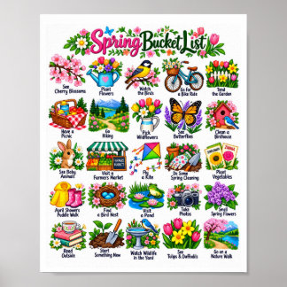 Poster Liste de choses à faire au printemps - Liste d'act