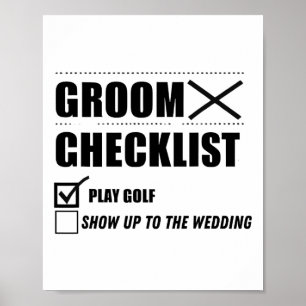 Poster Liste de contrôle de la chambre Golf Mariage - Fun