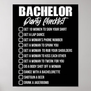 Poster Liste de contrôle de la fête de baccalauréat Groom