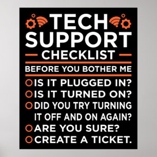 Poster Liste de contrôle du support technique Programmeur