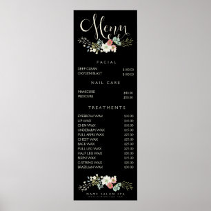 Poster Liste de prix de menu de salon de spa beautician p