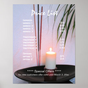 Poster liste de prix de santé holistique reiki yoga