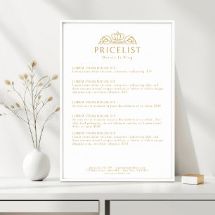 Poster Liste de prix du salon avec logo de couronne éléga