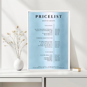 Poster Liste de prix du salon bleu moderne simple
