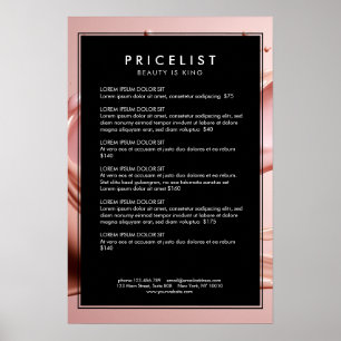 Poster Liste de prix du salon de beauté Blush Pink 